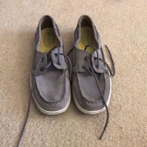 Gray Sperry boat shoes